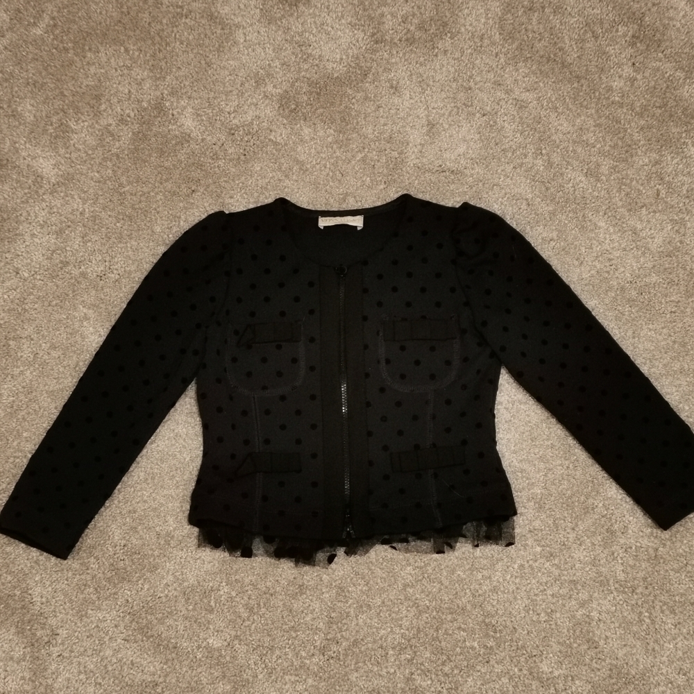 Mona Lisa Chic Girls Jacket Navy & Polkadot Size 6
